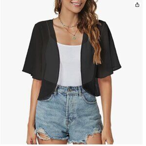 Women Shrug Chiffon Cardigans Open Front Short Sleeve Bolero
